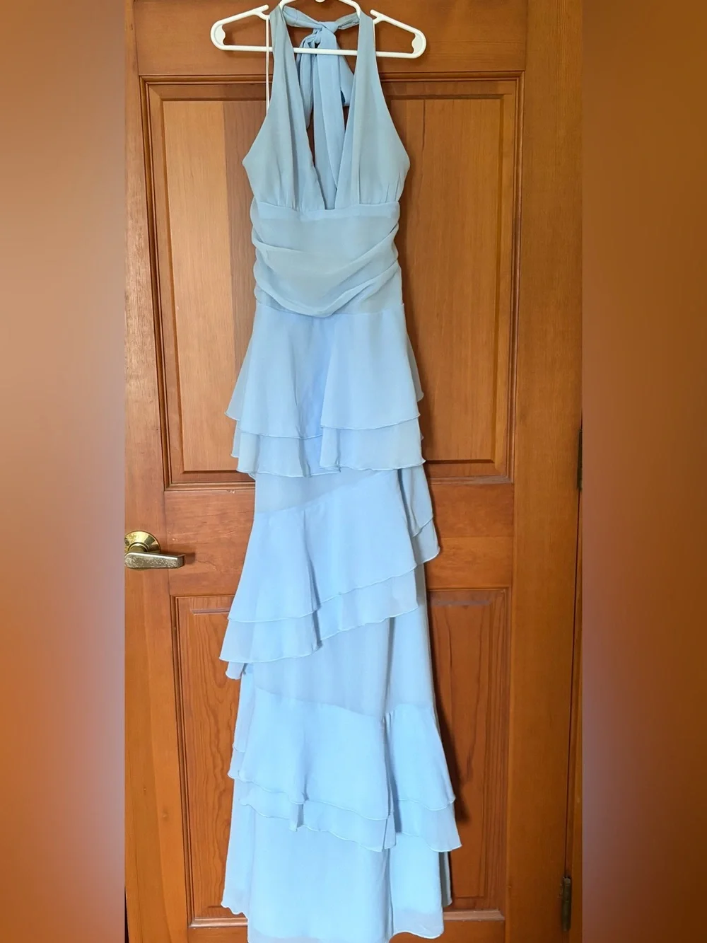 Hello Molly Light Blue Tiered Maxi Dress - Picture 1 of 10